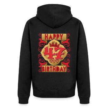 47. Geburtstag 47 Jahre alt Spruch, Vintage-Design - Unisex Premium Bio Zip Hoodie - Schwarz - Hinten - Nico (187cm)