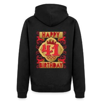 41. Geburtstag 41 Jahre alt Spruch, Vintage-Design - Unisex Premium Bio Zip Hoodie - Schwarz - Hinten - Nico (187cm)