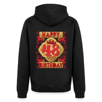48. Geburtstag 48 Jahre alt Spruch, Vintage-Design - Unisex Premium Bio Zip Hoodie - Schwarz - Hinten - Nico (187cm)