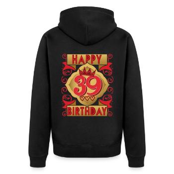 39. Geburtstag 39 Jahre alt Spruch, Vintage-Design - Unisex Premium Bio Zip Hoodie - Schwarz - Hinten - Nico (187cm)