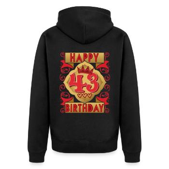 43. Geburtstag 43 Jahre alt Spruch, Vintage-Design - Unisex Premium Bio Zip Hoodie - Schwarz - Hinten - Nico (187cm)