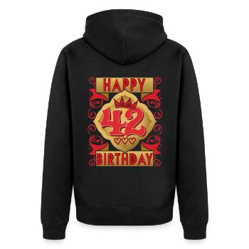 42. Geburtstag 42 Jahre alt Spruch, Vintage-Design - Unisex Premium Bio Zip Hoodie - Schwarz - Hinten - Nico (187cm)