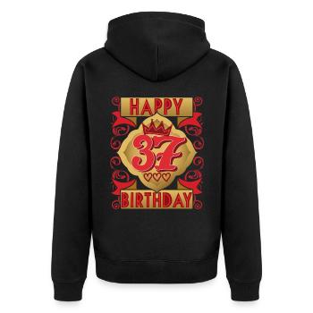 37. Geburtstag 37 Jahre alt Spruch, Vintage-Design - Unisex Premium Bio Zip Hoodie - Schwarz - Hinten - Nico (187cm)