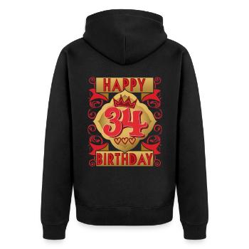 34. Geburtstag 34 Jahre alt Spruch, Vintage-Design - Unisex Premium Bio Zip Hoodie - Schwarz - Hinten - Nico (187cm)