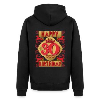 30e anniversaire 30 ans dicton, design vintage - Veste à capuche bio Premium Unisexe - noir - Dos - Nico (187cm)