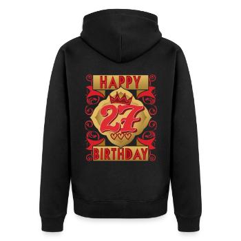 27. Geburtstag 27 Jahre alt Spruch, Vintage-Design - Unisex Premium Bio Zip Hoodie - Schwarz - Hinten - Nico (187cm)