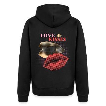 Pop Art Love Love Lips and Eye Funny Saying - Unisex Premium Organic Zip Hoodie - black - Back - Nico (187cm)