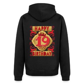 19. Geburtstag 19 Jahre alt Spruch, Vintage-Design - Unisex Premium Bio Zip Hoodie - Schwarz - Hinten - Nico (187cm)