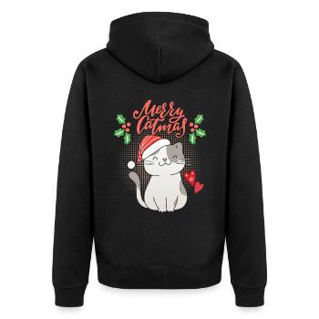 Noël avec drôle de chat, Merrry-Catmas, jeu de mots - Veste à capuche bio Premium Unisexe - noir - Dos - Nico (187cm)