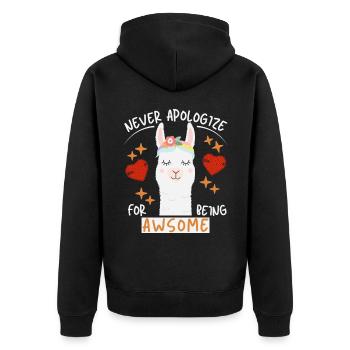 Funny Lama-Llama, Lama-Love, Motivation Saying - Unisex Premium Organic Zip Hoodie - black - Back - Nico (187cm)