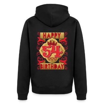54. Geburtstag 54 Jahre alt Spruch, Vintage-Design - Unisex Premium Bio Zip Hoodie - Schwarz - Hinten - Nico (187cm)