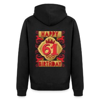 61. Geburtstag 61 Jahre alt Spruch, Vintage-Design - Unisex Premium Bio Zip Hoodie - Schwarz - Hinten - Nico (187cm)