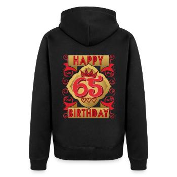 65. Geburtstag 65 Jahre alt Spruch, Vintage-Design - Unisex Premium Bio Zip Hoodie - Schwarz - Hinten - Nico (187cm)
