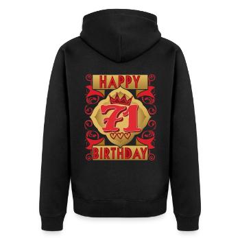 71. Geburtstag 71 Jahre alt Spruch, Vintage-Design - Unisex Premium Bio Zip Hoodie - Schwarz - Hinten - Nico (187cm)