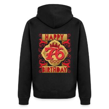 76. Geburtstag 76 Jahre alt Spruch, Vintage-Design - Unisex Premium Bio Zip Hoodie - Schwarz - Hinten - Nico (187cm)