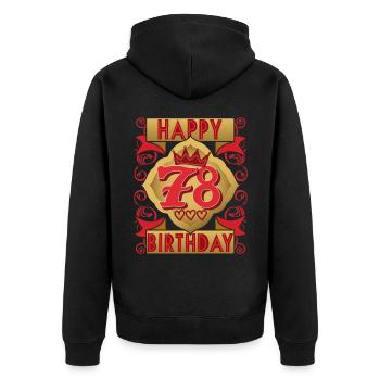 78. Geburtstag 78 Jahre alt Spruch, Vintage-Design - Unisex Premium Bio Zip Hoodie - Schwarz - Hinten - Nico (187cm)