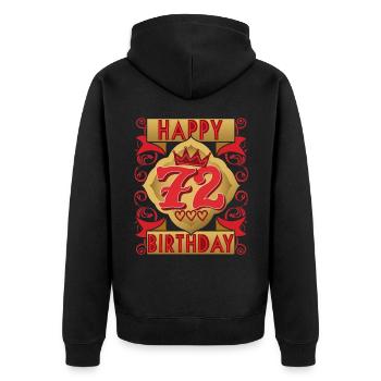 72. Geburtstag 72 Jahre alt Spruch, Vintage-Design - Unisex Premium Bio Zip Hoodie - Schwarz - Hinten - Nico (187cm)