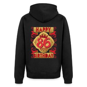 86. Geburtstag 86 Jahre alt Spruch, Vintage-Design - Unisex Premium Bio Zip Hoodie - Schwarz - Hinten - Nico (187cm)