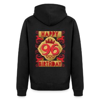 96. Geburtstag 96 Jahre alt Spruch, Vintage-Design - Unisex Premium Bio Zip Hoodie - Schwarz - Hinten - Nico (187cm)
