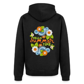 Summer Summer, 3d, Flower Typography Saying - Unisex Premium Organic Zip Hoodie - black - Back - Nico (187cm)
