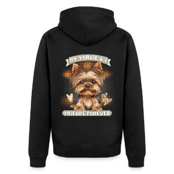 Yorkshire Terrier, Yorkie, drôle de dicton - Veste à capuche bio Premium Unisexe - noir - Dos - Nico (187cm)