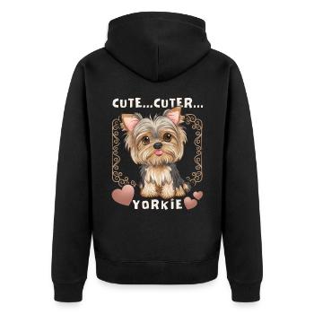Drôle Yorkshire Terrier, Yorkie, Dire - Veste à capuche bio Premium Unisexe - noir - Dos - Nico (187cm)