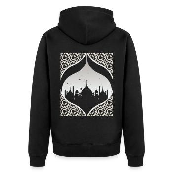 Mosque, Islamic faith, Ramadan Kareem - Unisex Premium Organic Zip Hoodie - black - Back - Nico (187cm)