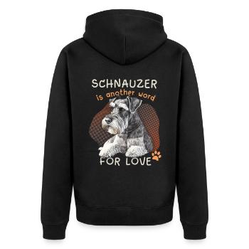 Lustiger Schnauzer, Schnauzer-Terrier, Spruch - Unisex Premium Bio Zip Hoodie - Schwarz - Hinten - Nico (187cm)