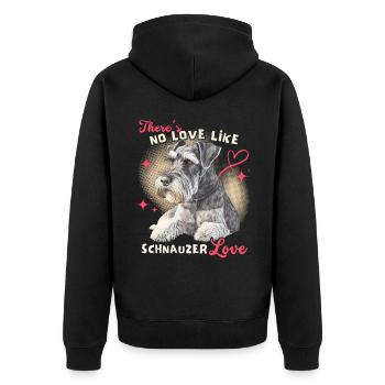 Schnauzer, Schnauzer-Terrier, Liebe-Spruch - Unisex Premium Bio Zip Hoodie - Schwarz - Hinten - Nico (187cm)