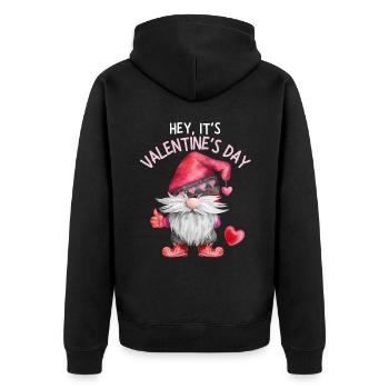 Saint-Valentin, Gnome, Amour-Amour Gnome Nain, Cœurs - Veste à capuche bio Premium Unisexe - noir - Dos - Nico (187cm)