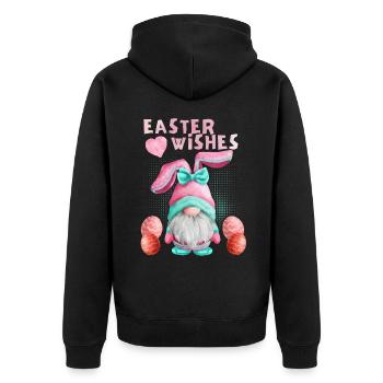 Pâques, nain gnome avec œuf de Pâques, drôle de gnome - Veste à capuche bio Premium Unisexe - noir - Dos - Nico (187cm)