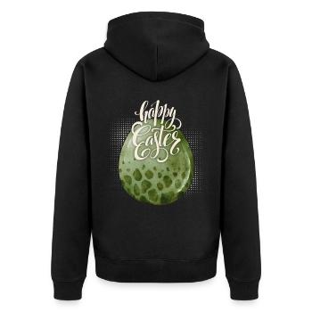 Ostern, Dinosaurier-Ei, Frohe Ostern Typografie - Unisex Premium Bio Zip Hoodie - Schwarz - Hinten - Nico (187cm)