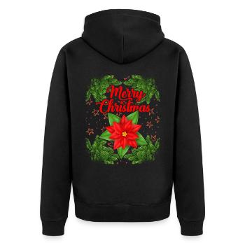 Branches de Noël, poinsettia, motif de Noël - Veste à capuche bio Premium Unisexe - noir - Dos - Nico (187cm)