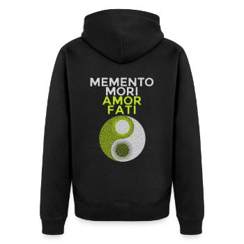 Dicton latin Memento-Mori, motivation - Veste à capuche bio Premium Unisexe - noir - Dos - Nico (187cm)