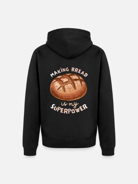 Baking bread, saying, baker, baker - Unisex Premium Organic Zip Hoodie - black