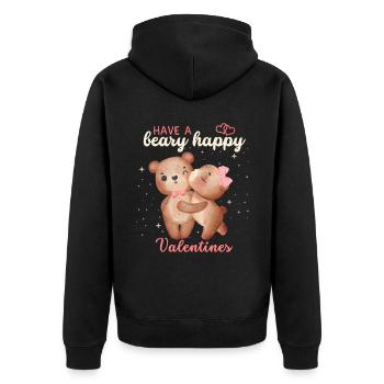 Valentine's Day Bears, Teddy Bears, Love Love, Saying - Unisex Premium Organic Zip Hoodie - black - Back - Nico (187cm)