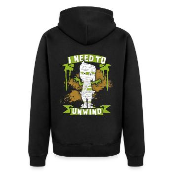 Comic mummy, cartoon mummy, funny saying - Unisex Premium Organic Zip Hoodie - black - Back - Nico (187cm)