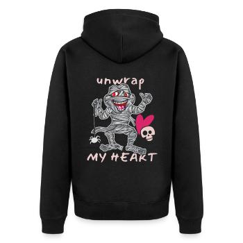 Comic mummy, Halloween mummy, funny saying - Unisex Premium Organic Zip Hoodie - black - Back - Nico (187cm)