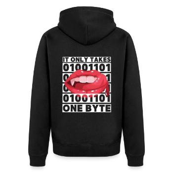 Bit Bytes Binary Computer Nerd, Vampire, Saying, Pun - Unisex Premium Organic Zip Hoodie - black - Back - Nico (187cm)