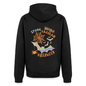Halloween Spider, Bat, Funny Saying, Pun - Unisex Premium Organic Zip Hoodie - black - Back - Nico (187cm)