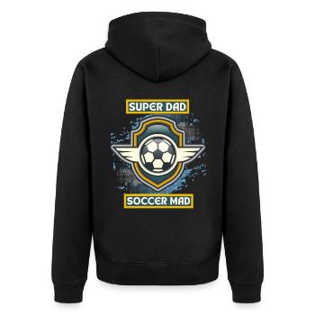 Soccer Dad, lustiger Spruch, Fußball-Papa - Unisex Premium Bio Zip Hoodie - Schwarz - Hinten - Nico (187cm)