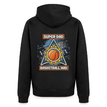 Basketball Dad, lustiger Spruch, Basketball-Papa - Unisex Premium Bio Zip Hoodie - Schwarz - Hinten - Nico (187cm)