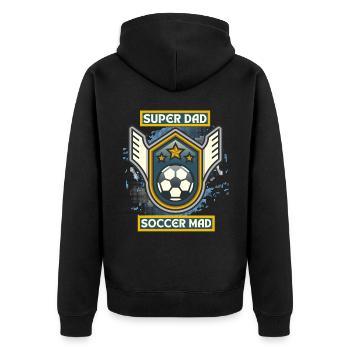 Soccer Dad, lustiger Spruch, Fußball-Papa - Unisex Premium Bio Zip Hoodie - Schwarz - Hinten - Nico (187cm)