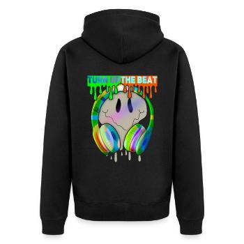 Musique, Turn-Up-The-Beat, Casque, Skull - Veste à capuche bio Premium Unisexe - noir - Dos - Nico (187cm)