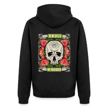 Crâne crâne drôle de dicton avec motif de rose - Veste à capuche bio Premium Unisexe - noir - Dos - Nico (187cm)