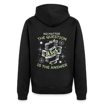 Jesus-Spruch, Jesus Christus, christlicher Glaube - Unisex Premium Bio Zip Hoodie - Schwarz - Hinten - Nico (187cm)