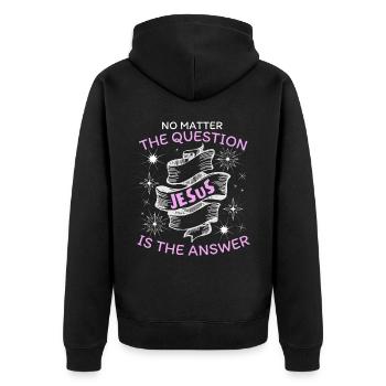 Jesus-Spruch, Jesus Christus, christlicher Glaube - Unisex Premium Bio Zip Hoodie - Schwarz - Hinten - Nico (187cm)