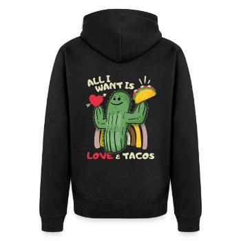 Tout ce que je veux, amour et tacos, tacos Mexique - Veste à capuche bio Premium Unisexe - noir - Dos - Nico (187cm)