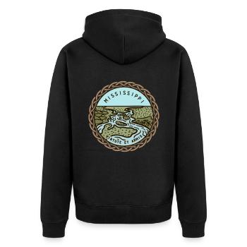 Mississippi, USA - Unisex Premium Bio Zip Hoodie - Schwarz - Hinten - Nico (187cm)