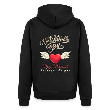 Saint-Valentin, Amour, Ailes de cœur Ailes d’ange - Veste à capuche bio Premium Unisexe - noir - Dos - Nico (187cm)